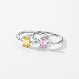 925 Sterling Silber Exquisite Ring mit rechteckigem pink und gelb Zirkonia