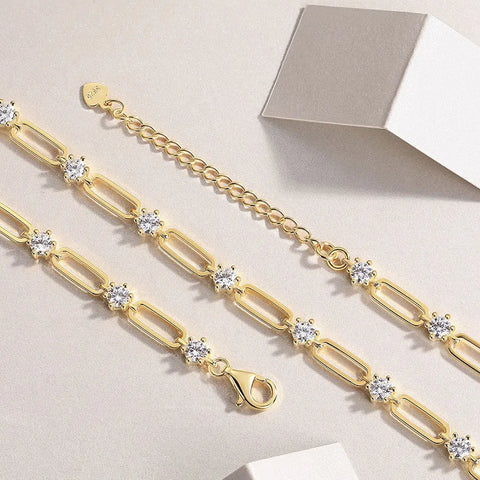 Tennis-Halskette aus 18k Gelbgold mit VVS1 Moissaniten