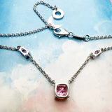 Rosa Stein Halskette und Ohrringe Set aus 925 Sterling Silbe