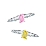 925 Sterling Silber Exquisite Ring mit rechteckigem pink und gelb Zirkonia