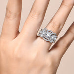 3-Reihen Ring mit funkelndem Zirkonia in Silber