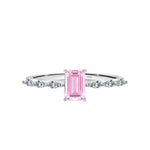 925 Sterling Silber Exquisite Ring mit rechteckigem pink und gelb Zirkonia