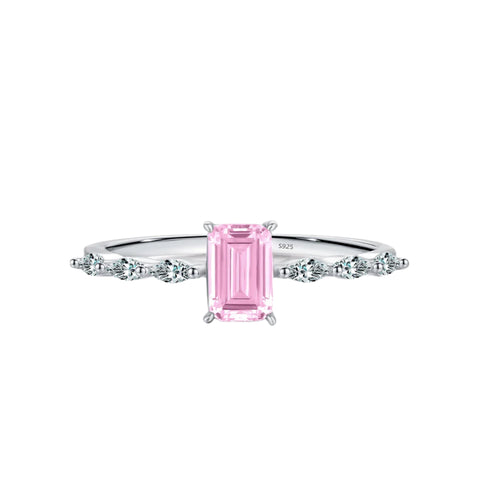 925 Sterling Silber Exquisite Ring mit rechteckigem pink und gelb Zirkonia