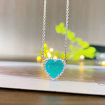 Halskette mit herzförmigem Synthetic Paraiba Turmalin 925 Sterling Silbe