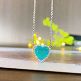 Halskette mit herzförmigem Synthetic Paraiba Turmalin 925 Sterling Silbe