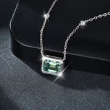 2CT Smaragd Moissanite Anhängerhalskette für Damen 18K Weißgold plattier