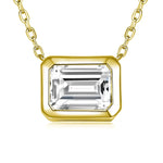 2CT Smaragd Moissanite Anhängerhalskette für Damen 18K Weißgold plattier