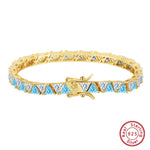 Armband aus 925 Sterling Silber mit blauen und klaren Zirkonia