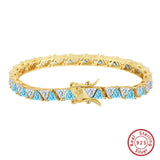 Armband aus 925 Sterling Silber mit blauen und klaren Zirkonia