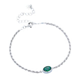 925 Sterling Silber Luxuriöses Armband mit Grüner Zirkonstein für Frauen