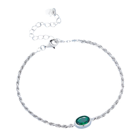925 Sterling Silber Luxuriöses Armband mit Grüner Zirkonstein für Frauen