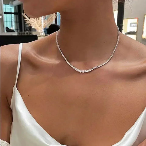 Moissanite Tennis Halskette für Damen aus 925er Sterling Silber in Weiß