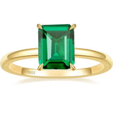925 Sterling Silber Verlobungsring für Damen mit 3CT smaragdgrünem Emerald