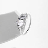 925 Sterling Silber Ring mit Marquise und rechteckigem Zirkoni
