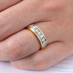 925 Sterling Silber Ring mit Moissanite Halb-Eternity Design Gold und Silber Akzent