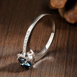Ring mit 5ct blauer Moissanit und Zirkonia 925er Sterling Silber