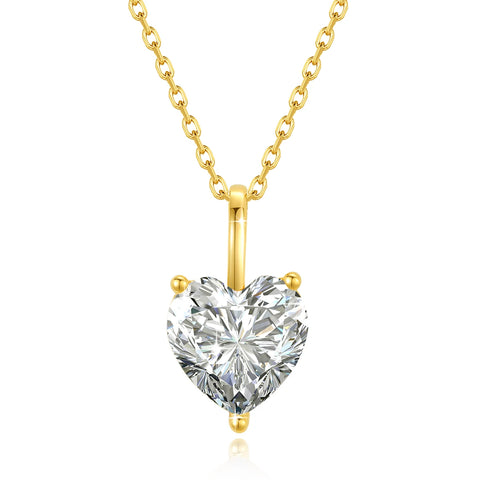Herzförmige 14K Gold Halskette mit Moissanit-Anhänger