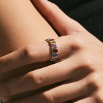 925er Sterlingsilber Valência Bunte Rechteckige Zirkonia Eternity Band Ring für Dame