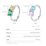 925 Sterling Silber Stapelring mit Smaragdgrünem Gelbem Rosa und Blauem Zirkon