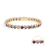 Herzform Farbsteinarmband aus S925 Sterlingsilber mit bunten Zirkonen für Damen