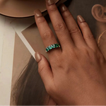 925 Sterling Silber Luxus Ring mit grünen Zirkonen