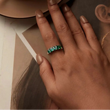 925 Sterling Silber Luxus Ring mit grünen Zirkonen
