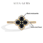# Blumenring mit blauen Moissanitsteinen aus 925er Sterlingsilber für Damen - Eleganter, handgefertigter Schmuck