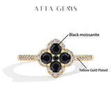 # Blumenring mit blauen Moissanitsteinen aus 925er Sterlingsilber für Damen - Eleganter, handgefertigter Schmuck