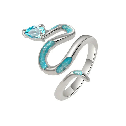925 Sterling Silber Schlange Ring mit Cyanem Edelstein und Türkisfarbenen