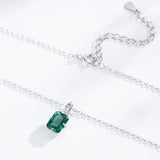 Halskette mit rechteckigem grünen Zirkon aus 925 Sterlingsilber für Frauen
