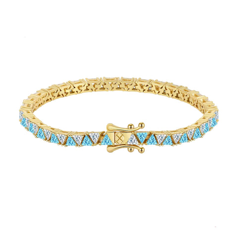 Armband aus 925 Sterling Silber mit blauen und klaren Zirkonia