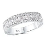 925er Sterling Silber Ring mit Zirkonia Breite Hochzeitsband