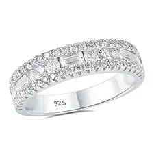 925er Sterling Silber Ring mit Zirkonia Breite Hochzeitsband