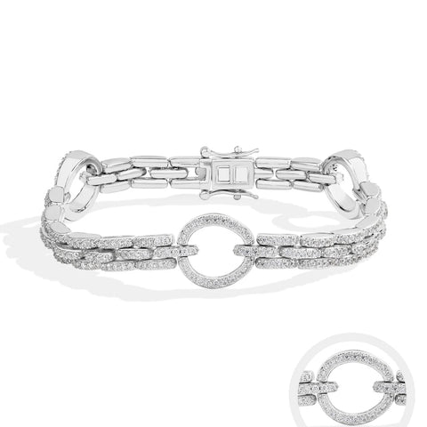 Moissanit-Diamantarmreifen mit ovalem Anhänger aus 925er Sterling Silbe