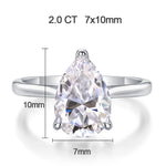 4ct Tropfenförmiger Moissanit-Ring für Frauen aus 925er Sterling Silber
