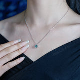 Halskette mit Moissanit Asscher-Schliff natürlicher Cyanfarbe,