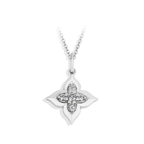 Zarter Anhänger mit Blumenemblem aus rundem Moissanit in S925 Sterling Silber