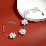 Blumenarmband aus 925er Sterling Silber mit funkelnden Zirkonia-Steinen