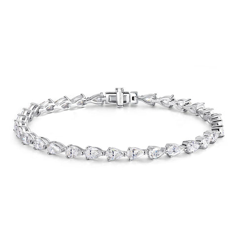 Tennisarmband aus Moissanite in tropfenförmigem Design 925er Silber