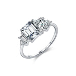 925 Sterling Silber Ring mit Marquise und rechteckigem Zirkoni