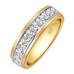 925 Sterling Silber Ring mit Moissanite Halb-Eternity Design Gold und Silber Akzent
