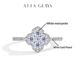 # Blumenring mit blauen Moissanitsteinen aus 925er Sterlingsilber für Damen - Eleganter, handgefertigter Schmuck