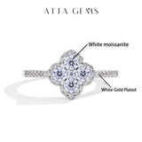 # Blumenring mit blauen Moissanitsteinen aus 925er Sterlingsilber für Damen - Eleganter, handgefertigter Schmuck