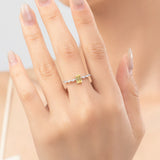 925 Sterling Silber Exquisite Ring mit rechteckigem pink und gelb Zirkonia