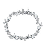 Armband aus 925 Sterling Silber mit Moissanit-Blüten & -Schmetterlingen