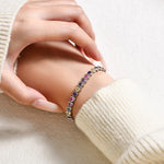 Herzform Farbsteinarmband aus S925 Sterlingsilber mit bunten Zirkonen für Damen