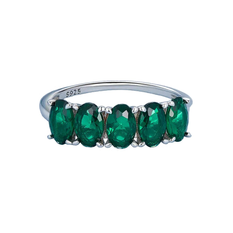 925 Sterling Silber Luxus Ring mit grünen Zirkonen