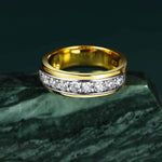 925 Sterling Silber Ring mit Moissanite Halb-Eternity Design Gold und Silber Akzent