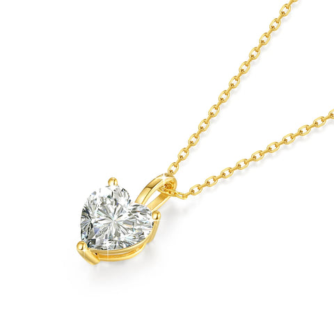 Herzförmige 14K Gold Halskette mit Moissanit-Anhänger