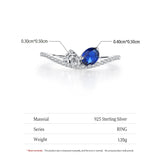 925 Sterling Silber Ring mit funkelndem blauen und weißen Stein für Frauen